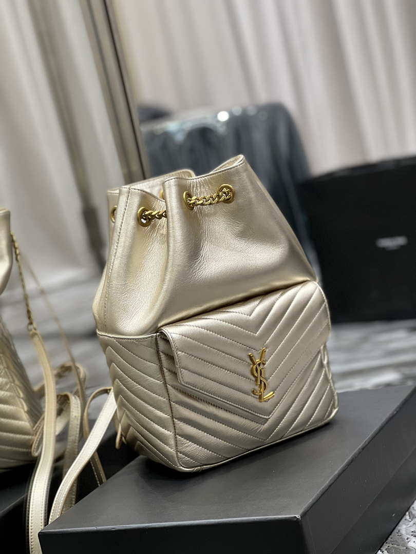 YSL 672609 Yves Saint Laurent Joe Backpack In Lambskin Gold - Default Title - View 2