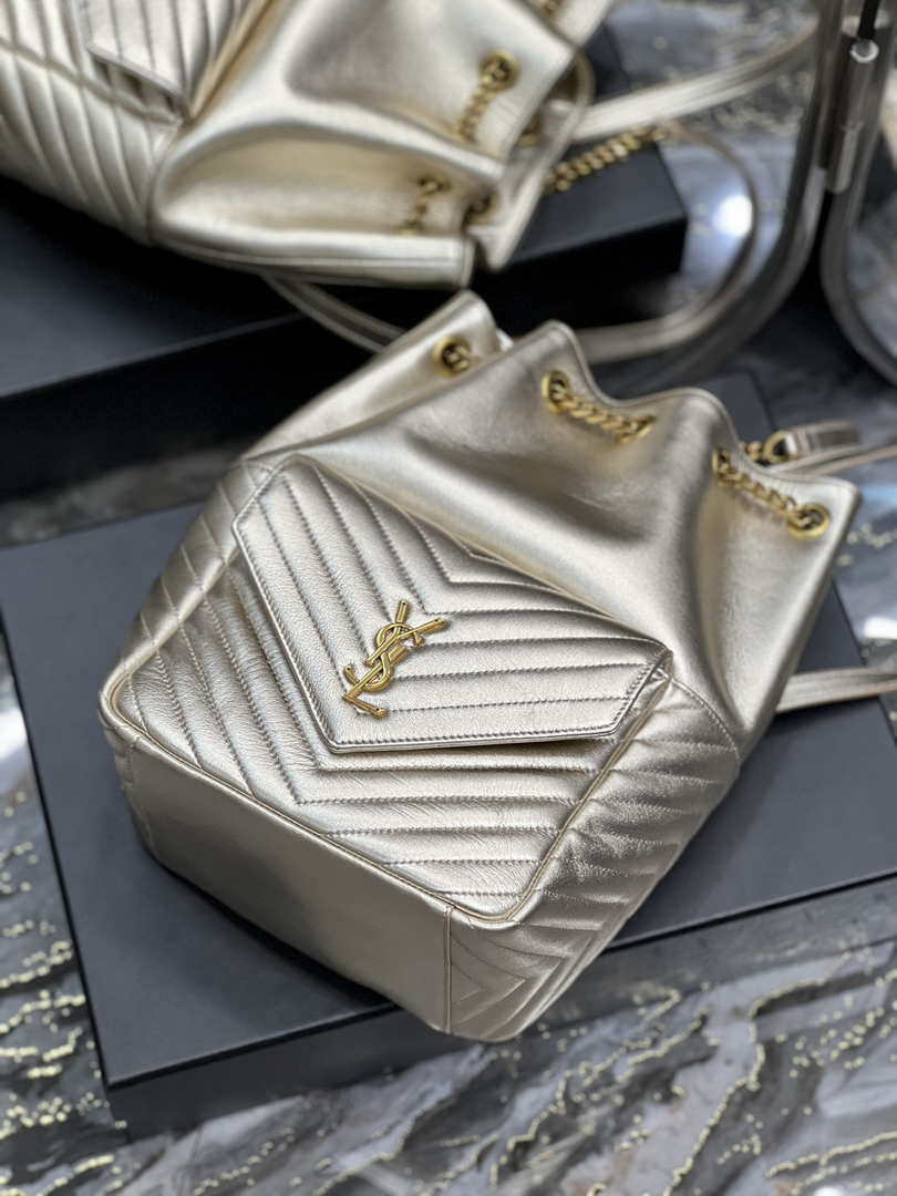 YSL 672609 Yves Saint Laurent Joe Backpack In Lambskin Gold - Default Title - View 4