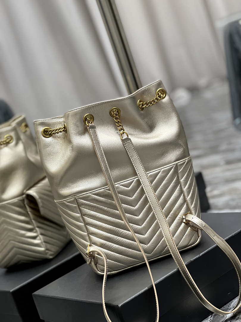 YSL 672609 Yves Saint Laurent Joe Backpack In Lambskin Gold