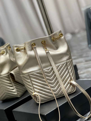 YSL 672609 Yves Saint Laurent Joe Backpack In Lambskin Gold - Default Title - View 9