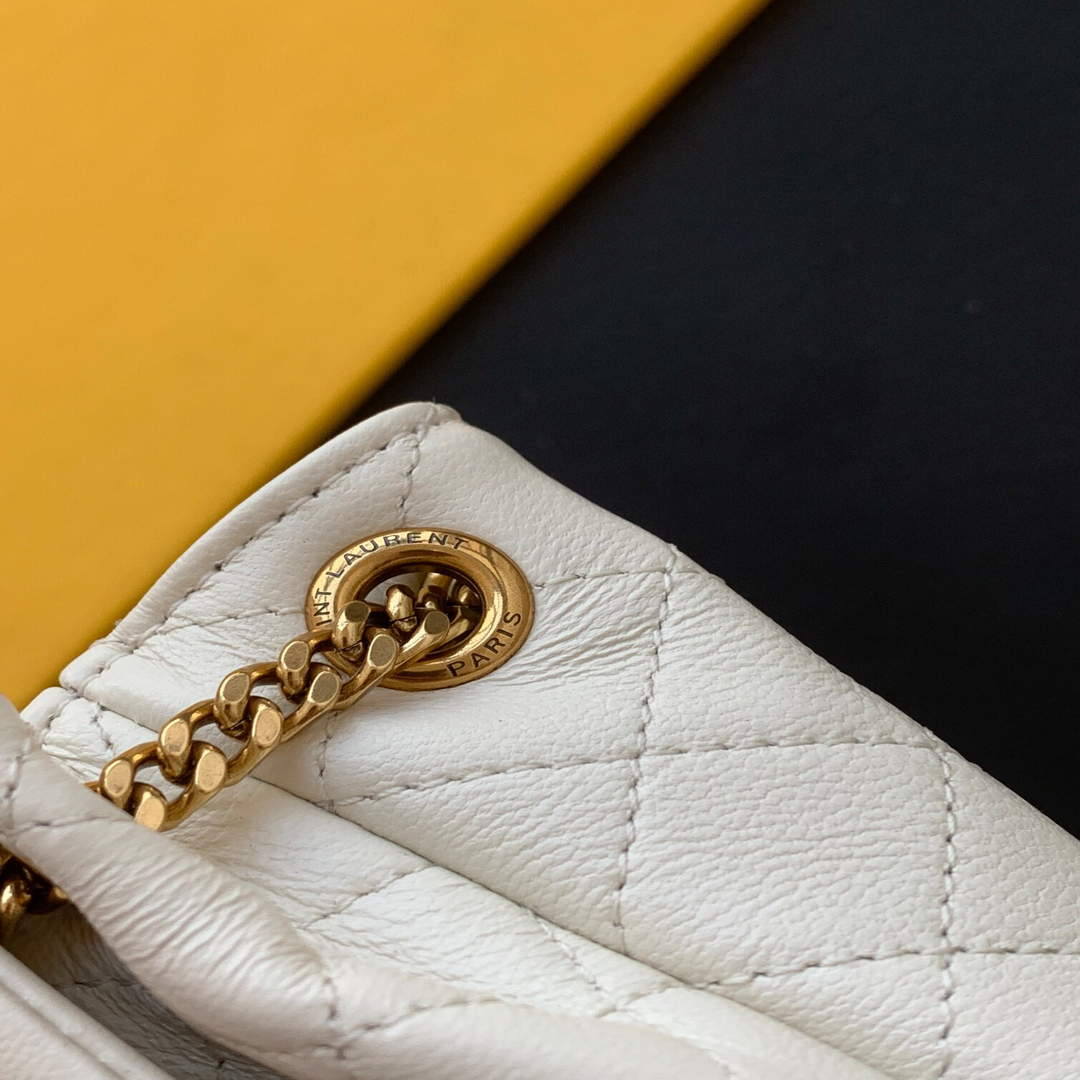 YSL 672738 Monogram Mini Nolita In Lam¨¦ Leather White