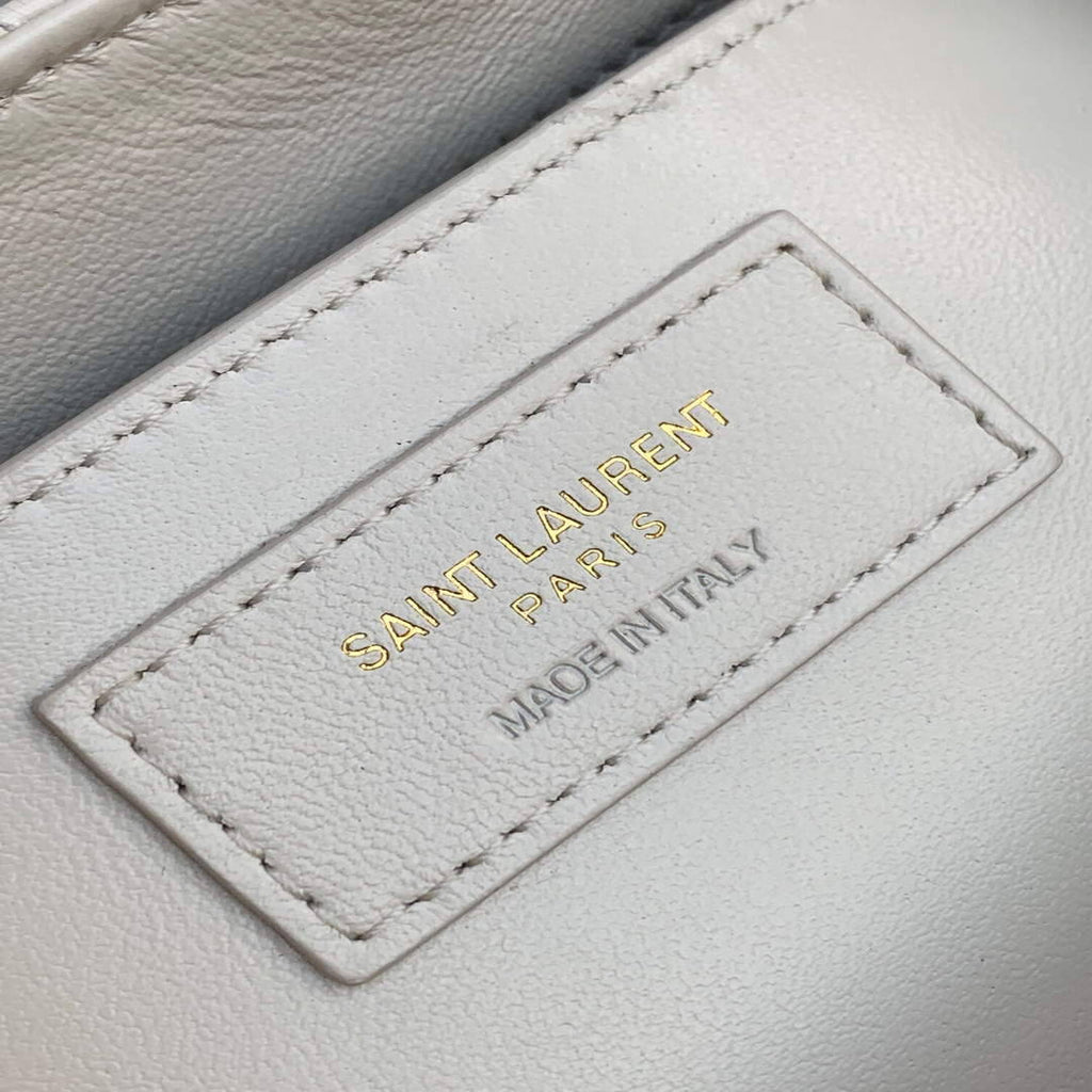 YSL 672738 Monogram Mini Nolita In Lam¨¦ Leather White