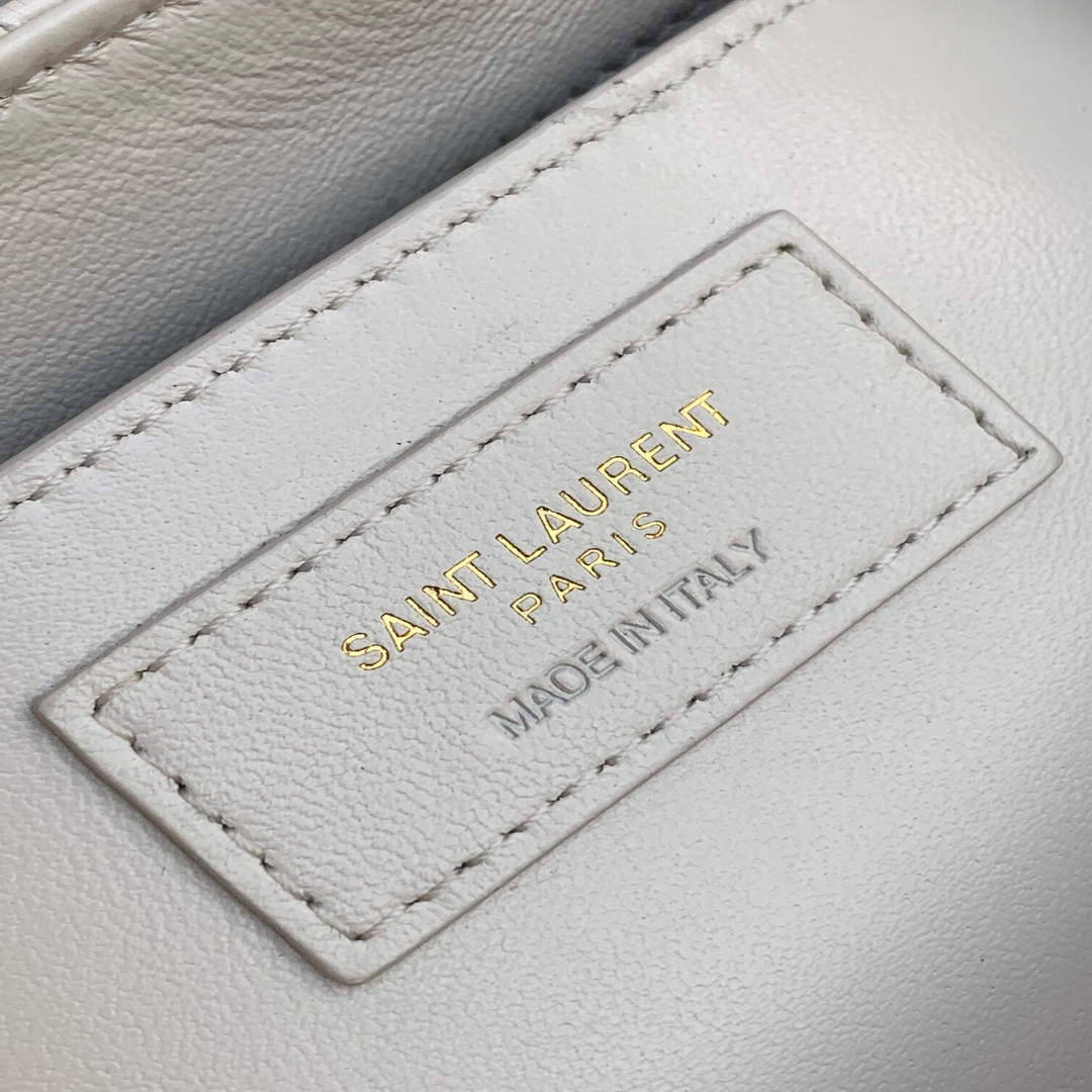 YSL 672738 Monogram Mini Nolita In Lam¨¦ Leather White