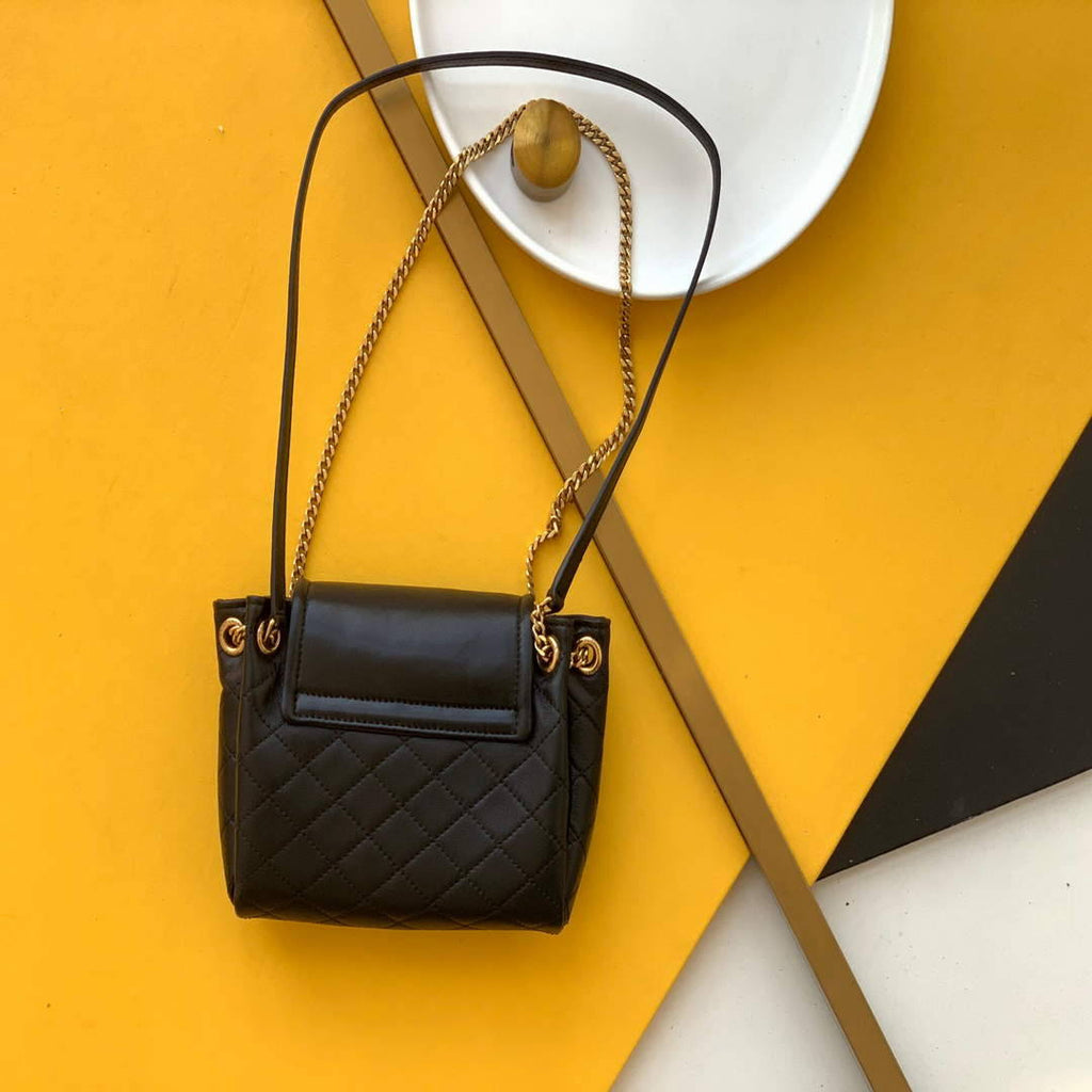 YSL 672738 Monogram Mini Nolita In Lam¨¦ Leather Black