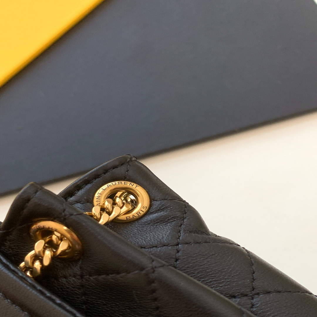 YSL 672738 Monogram Mini Nolita In Lam¨¦ Leather Black