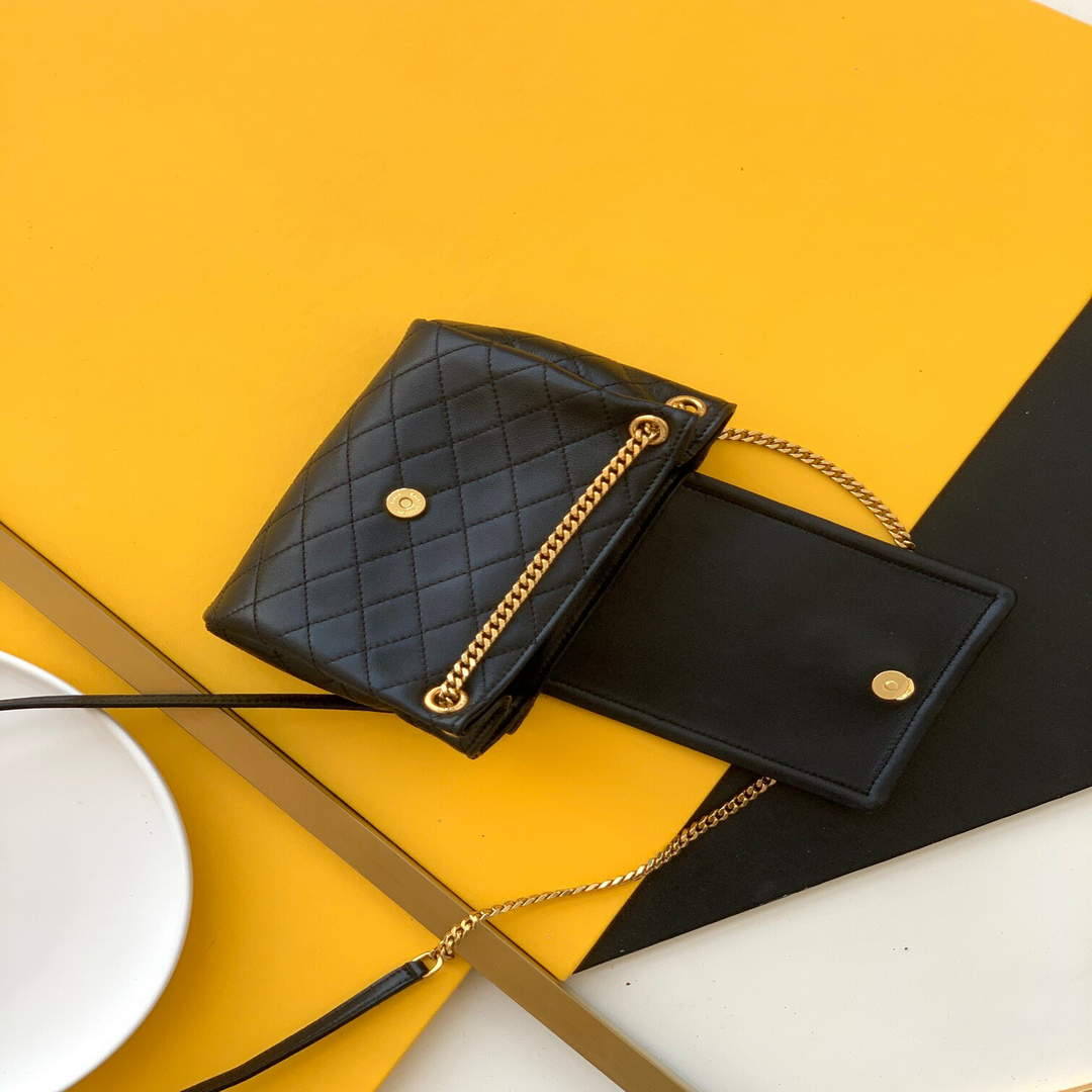 YSL 672738 Monogram Mini Nolita In Lam¨¦ Leather Black
