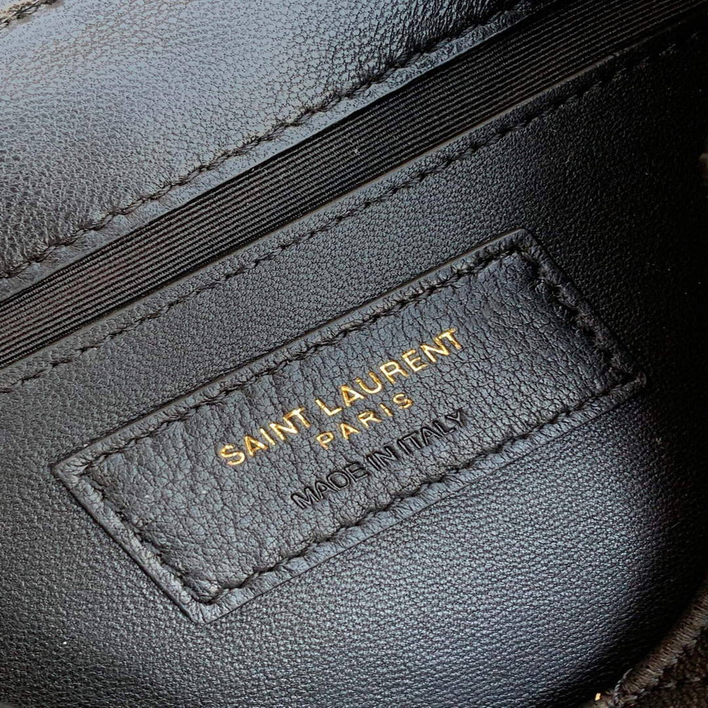 YSL 672738 Monogram Mini Nolita In Lam¨¦ Leather Black