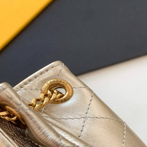 YSL 672738 Monogram Mini Nolita In Lam¨¦ Leather Gold - Default Title - View 6