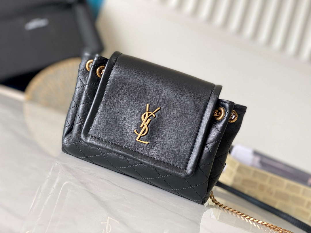 YSL 6727381 Mini Nolita In Lambskin Bag Black - Default Title - View 1