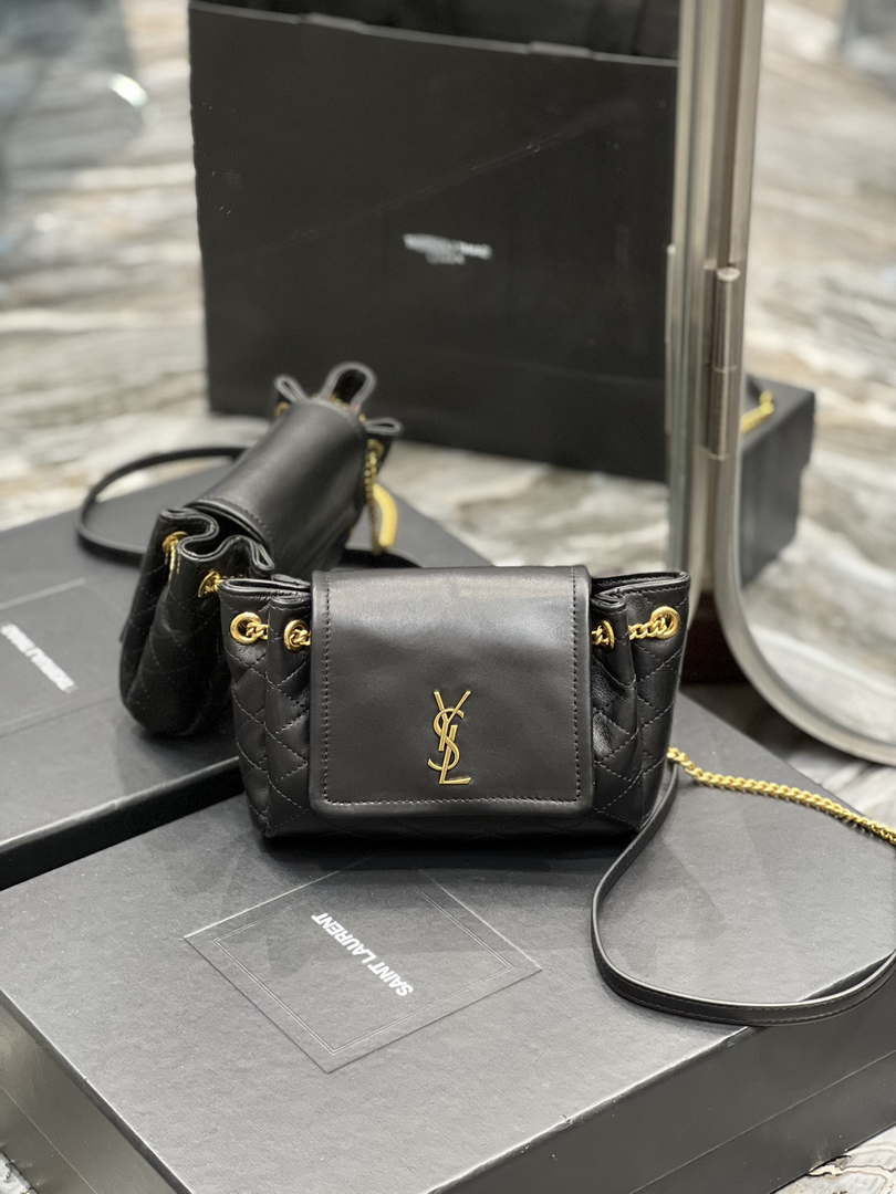 YSL 6727381 Mini Nolita In Lambskin Black - Default Title - View 1