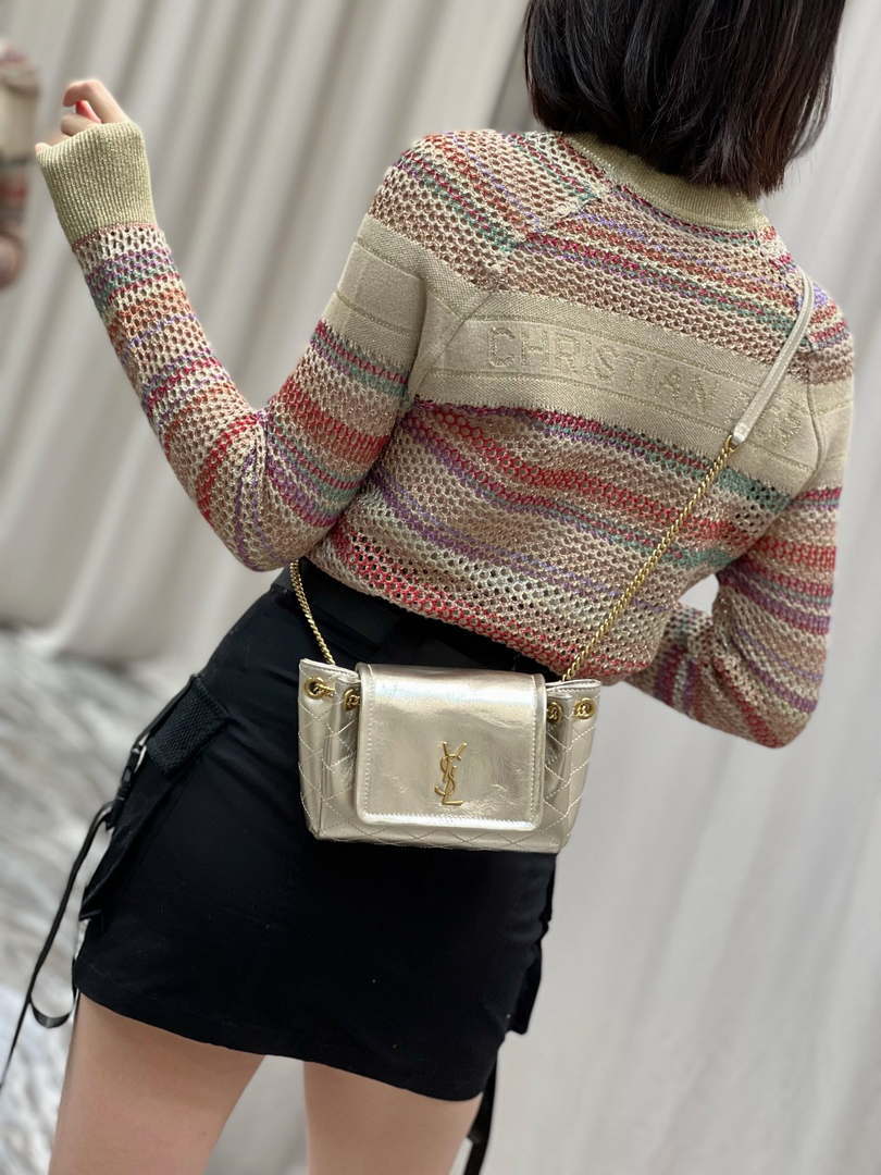 YSL 6727381 Mini Nolita In Lambskin Gold