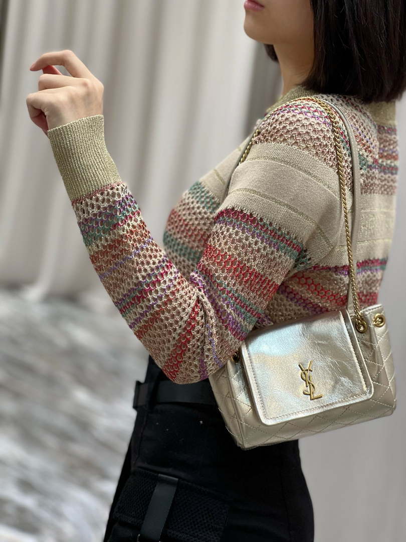 YSL 6727381 Mini Nolita In Lambskin Gold