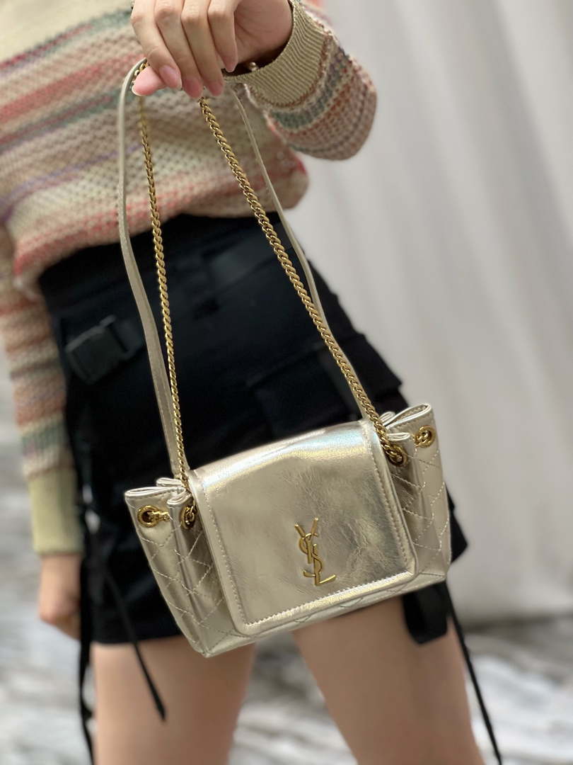 YSL 6727381 Mini Nolita In Lambskin Gold - Default Title - View 7