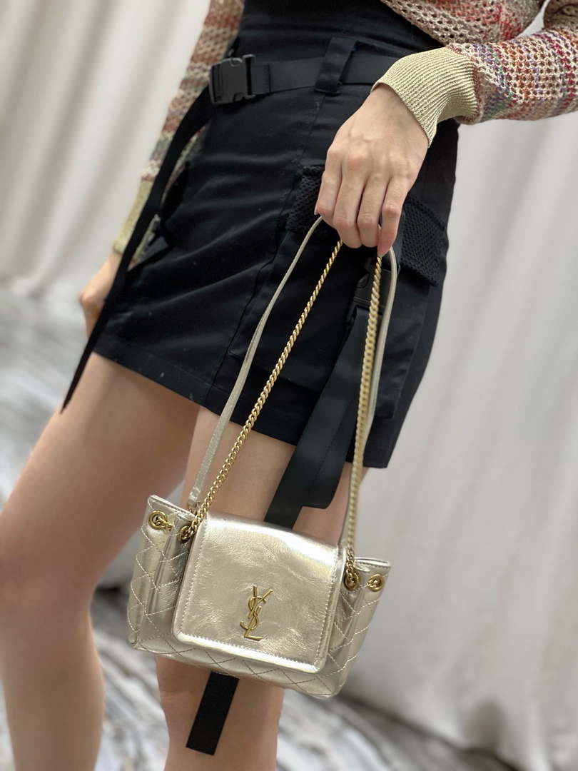YSL 6727381 Mini Nolita In Lambskin Gold - Default Title - View 8