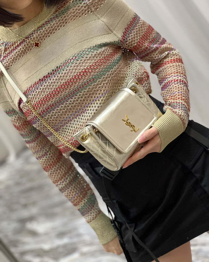 YSL 6727381 Mini Nolita In Lambskin Gold