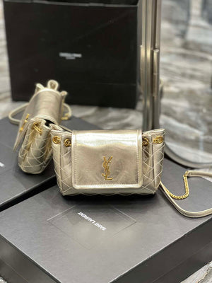 YSL 6727381 Mini Nolita In Lambskin Gold - Default Title - View 3