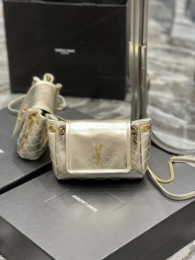 YSL 6727381 Mini Nolita In Lambskin Gold - Default Title - View 3