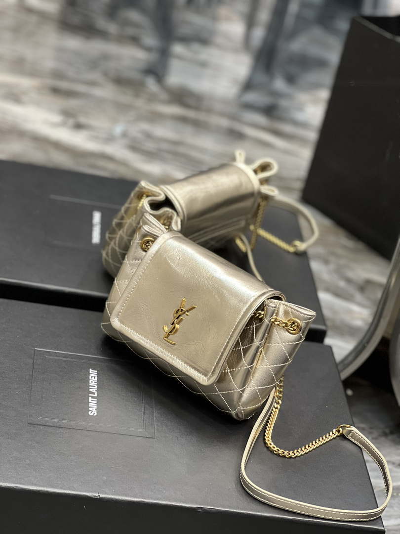 YSL 6727381 Mini Nolita In Lambskin Gold
