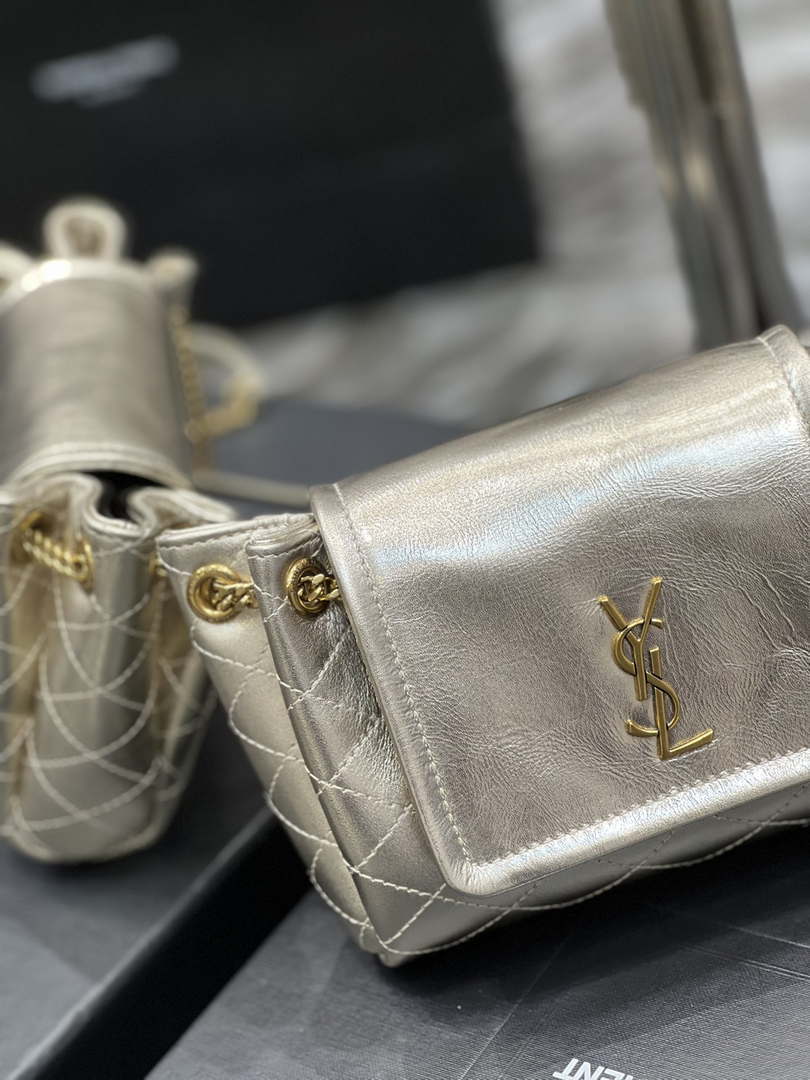 YSL 6727381 Mini Nolita In Lambskin Gold