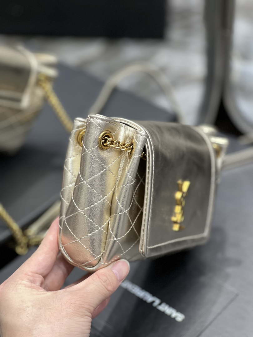 YSL 6727381 Mini Nolita In Lambskin Gold