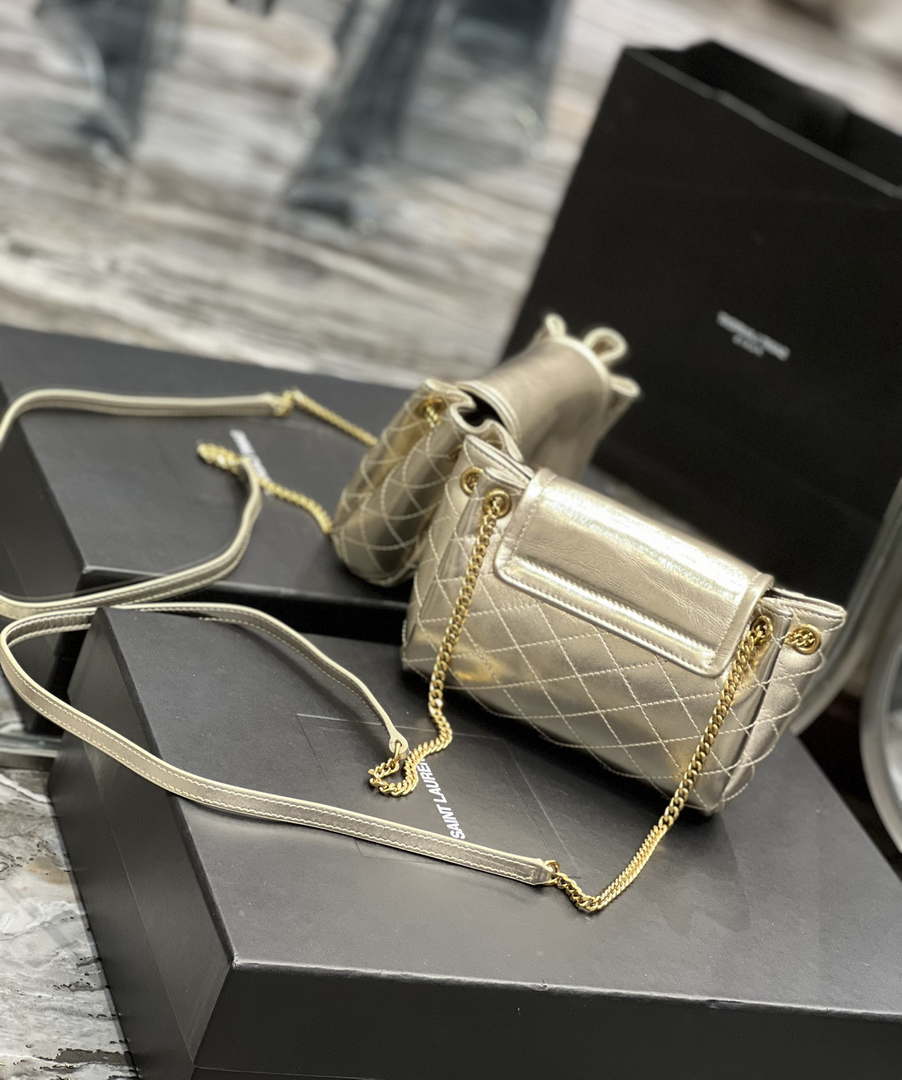 YSL 6727381 Mini Nolita In Lambskin Gold