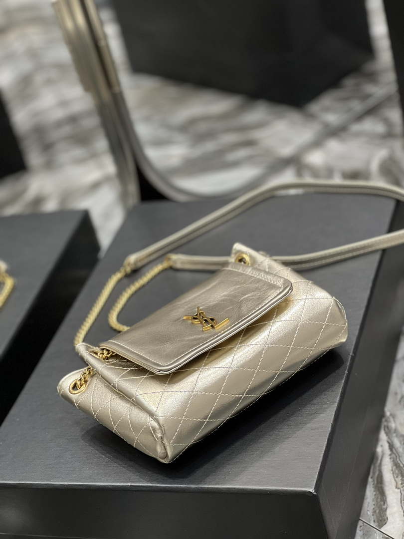 YSL 6727381 Mini Nolita In Lambskin Gold