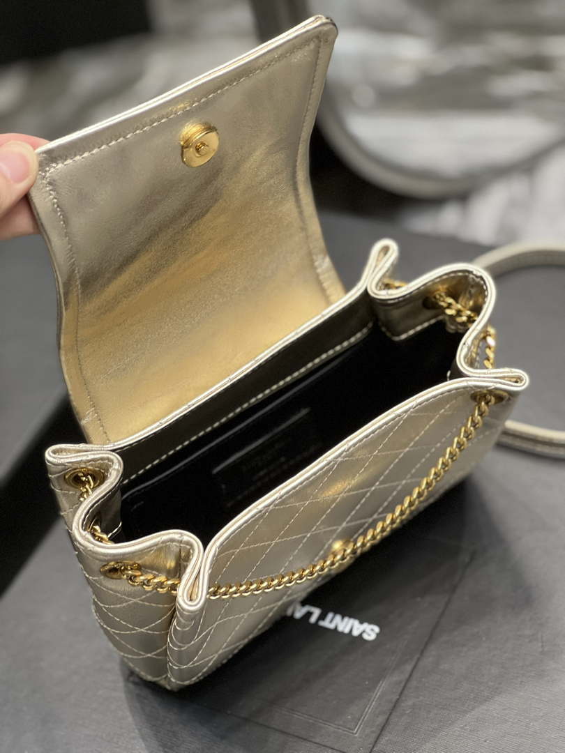 YSL 6727381 Mini Nolita In Lambskin Gold