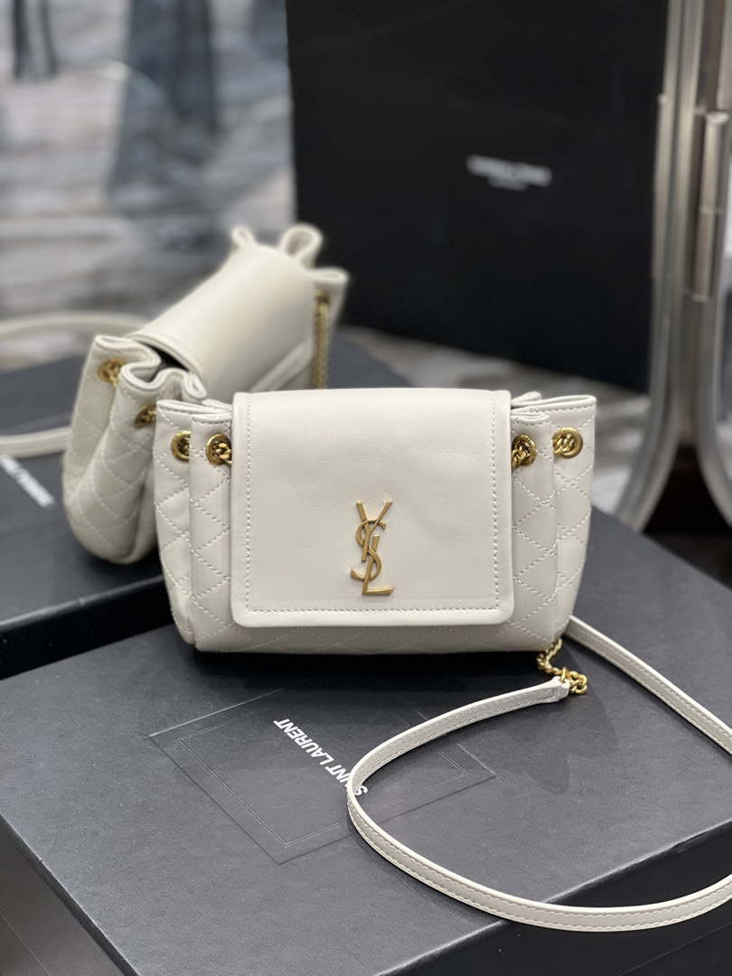 YSL 6727381 Mini Nolita In Lambskin White - Default Title - View 1