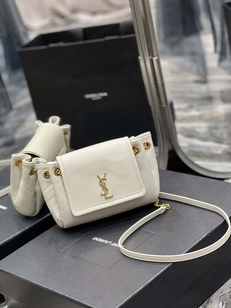 YSL 6727381 Mini Nolita In Lambskin White - Default Title - View 2