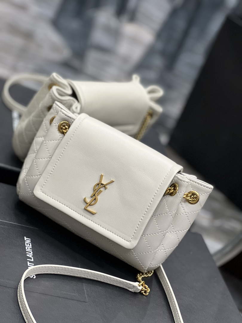 YSL 6727381 Mini Nolita In Lambskin White