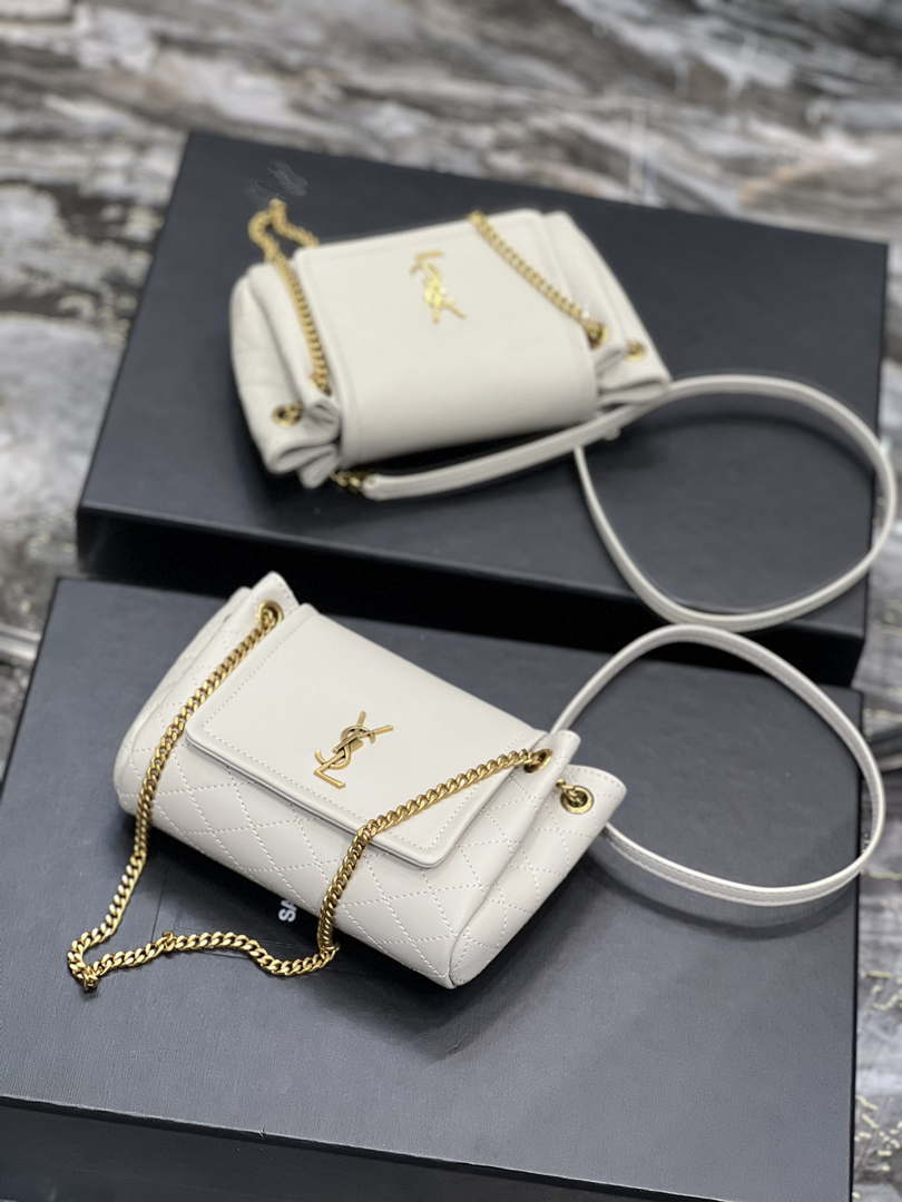 YSL 6727381 Mini Nolita In Lambskin White - Default Title - View 4