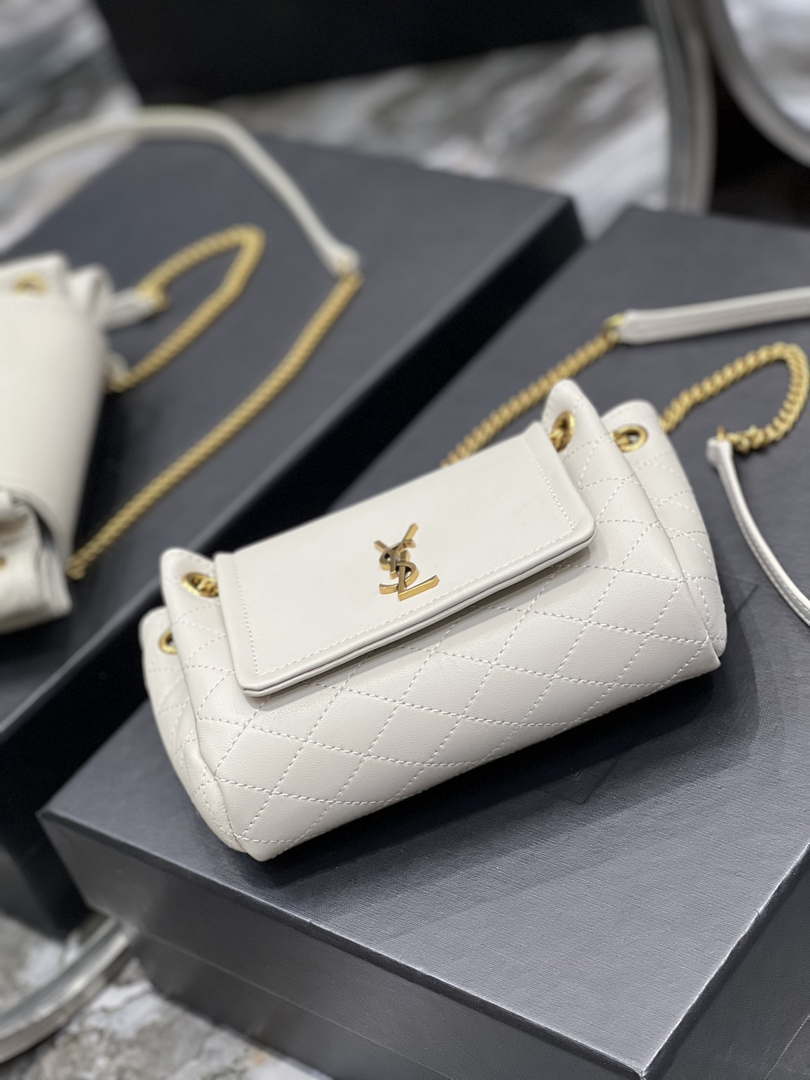 YSL 6727381 Mini Nolita In Lambskin White