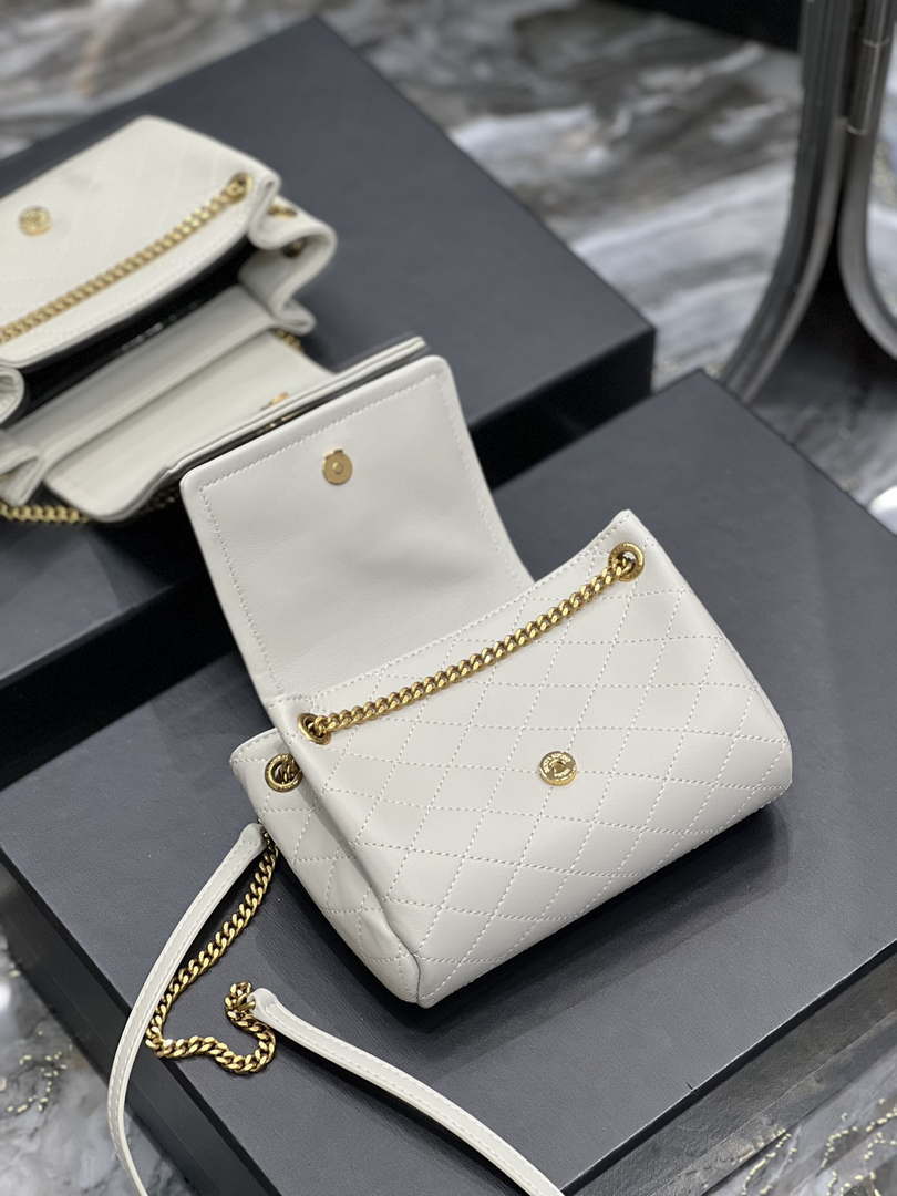 YSL 6727381 Mini Nolita In Lambskin White - Default Title - View 7