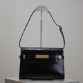 YSL 675626 MANHATTAN small in BOX Crocodile Leather Black
