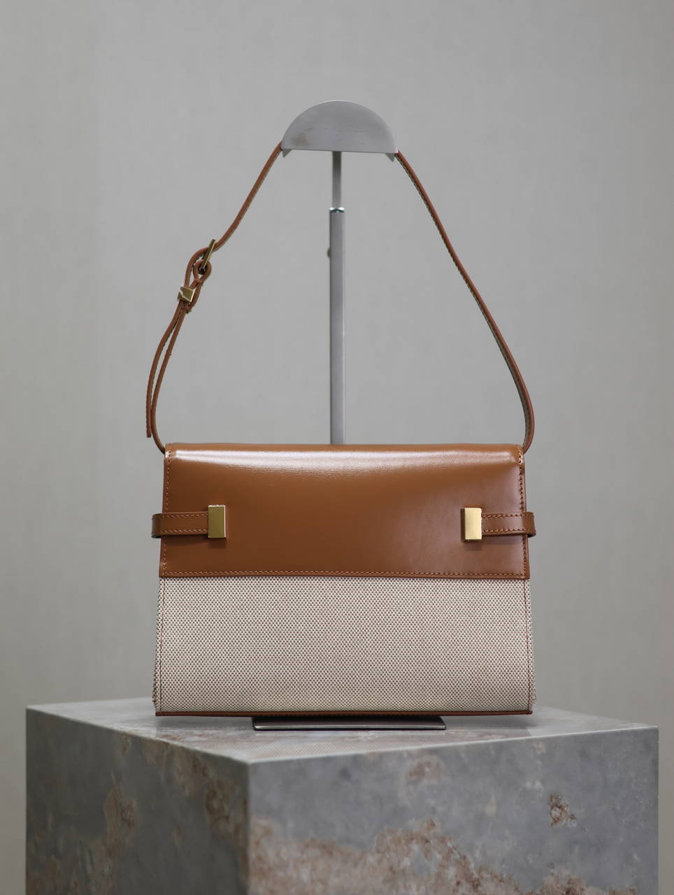 YSL 675626 MANHATTAN small in BOX SAINT LAURENT Brown and canvas