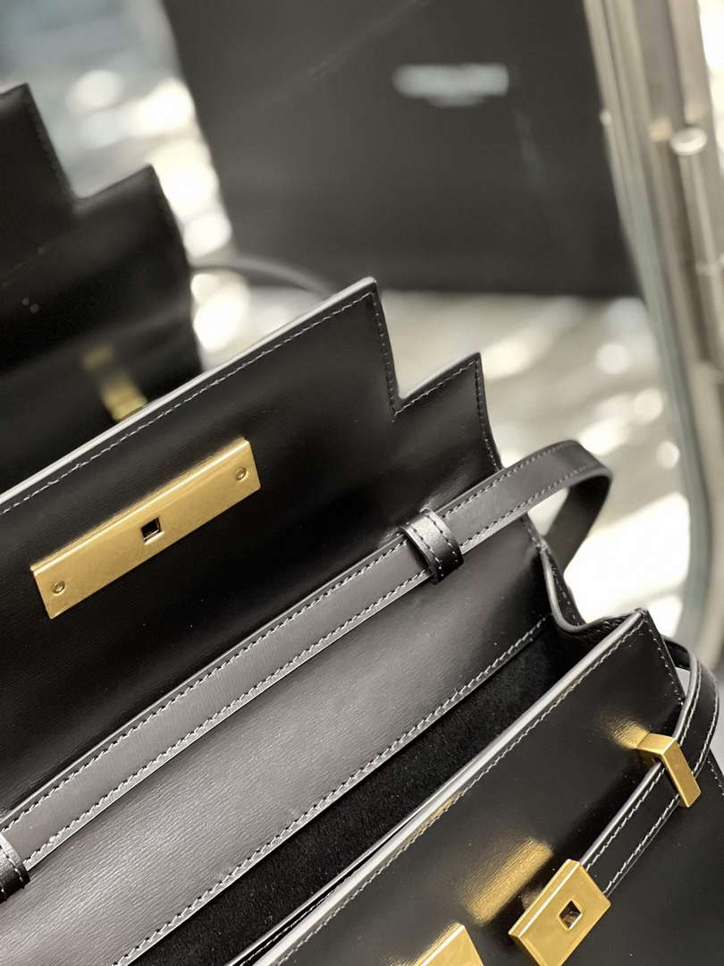 YSL 675626 Manhattan Small Shoulder Bag In Box Saint Laurent Leather Black