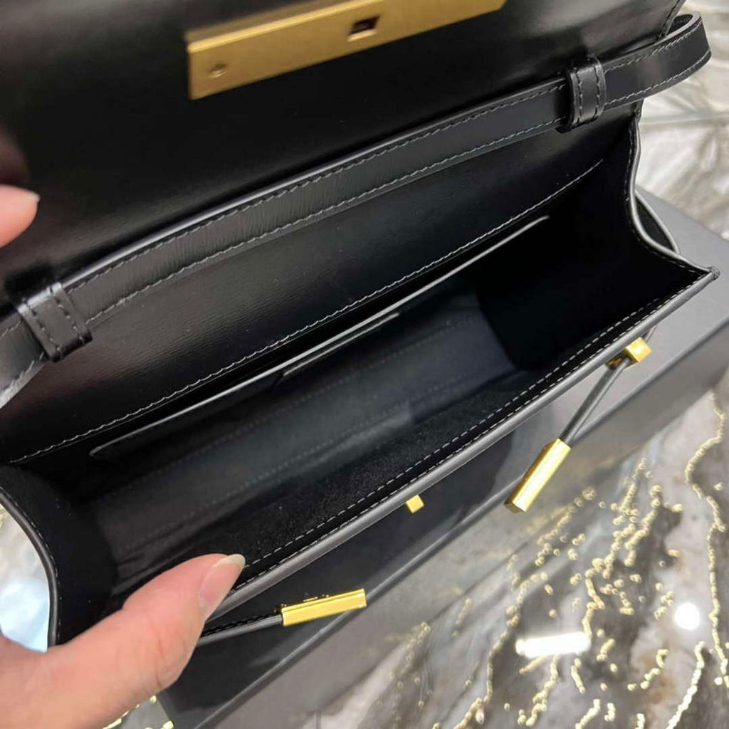 YSL 675626 Manhattan Small Shoulder Bag In Box Saint Laurent Leather Black