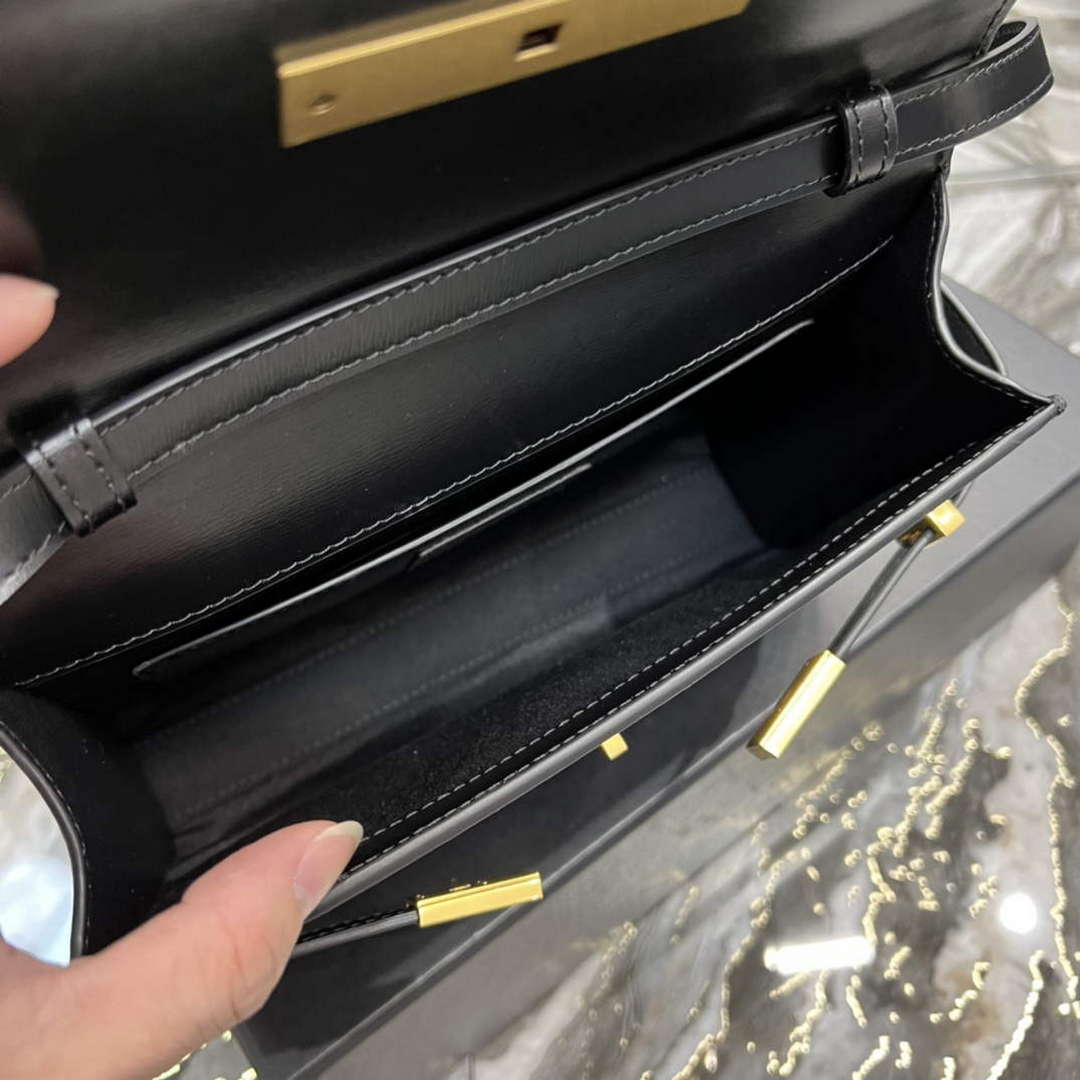 YSL 675626 Manhattan Small Shoulder Bag In Box Saint Laurent Leather Black