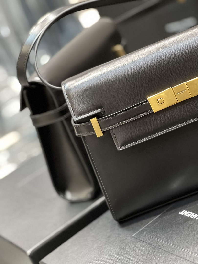 YSL 675626 Manhattan Small Shoulder Bag In Box Saint Laurent Leather Black