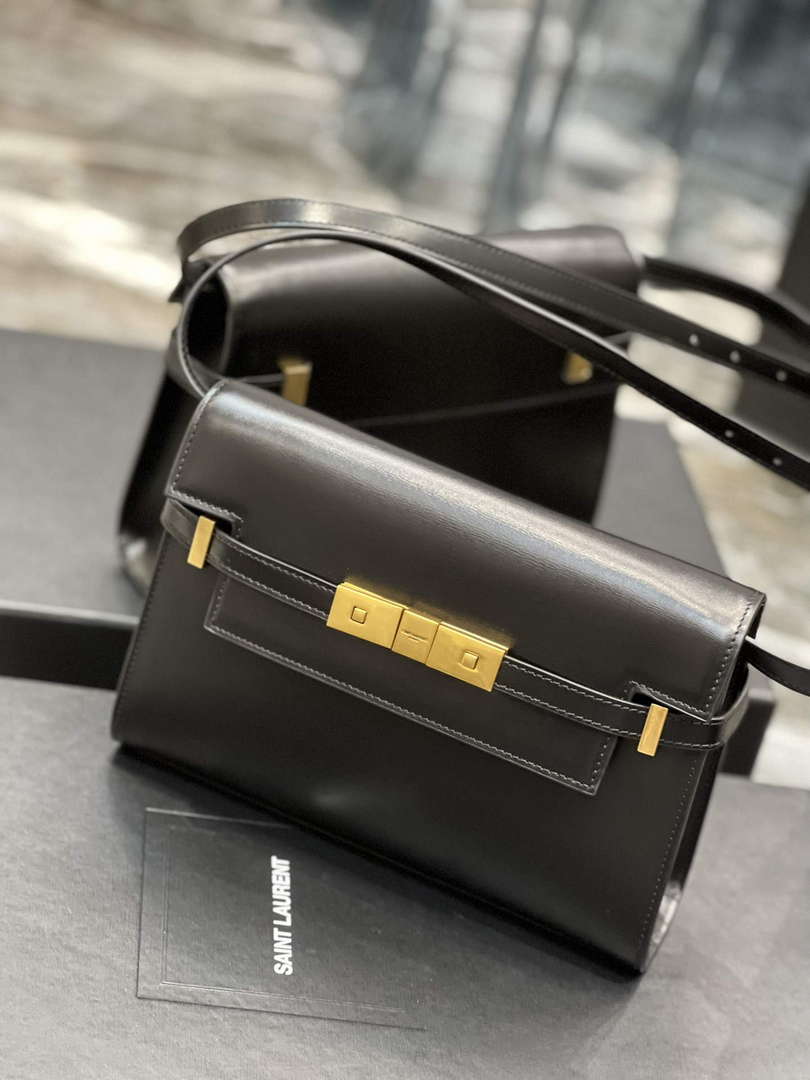 YSL 675626 Manhattan Small Shoulder Bag In Box Saint Laurent Leather Black