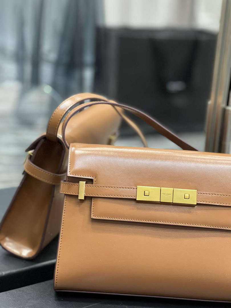 YSL 675626 Manhattan Small Shoulder Bag In Box Saint Laurent Leather Caramel