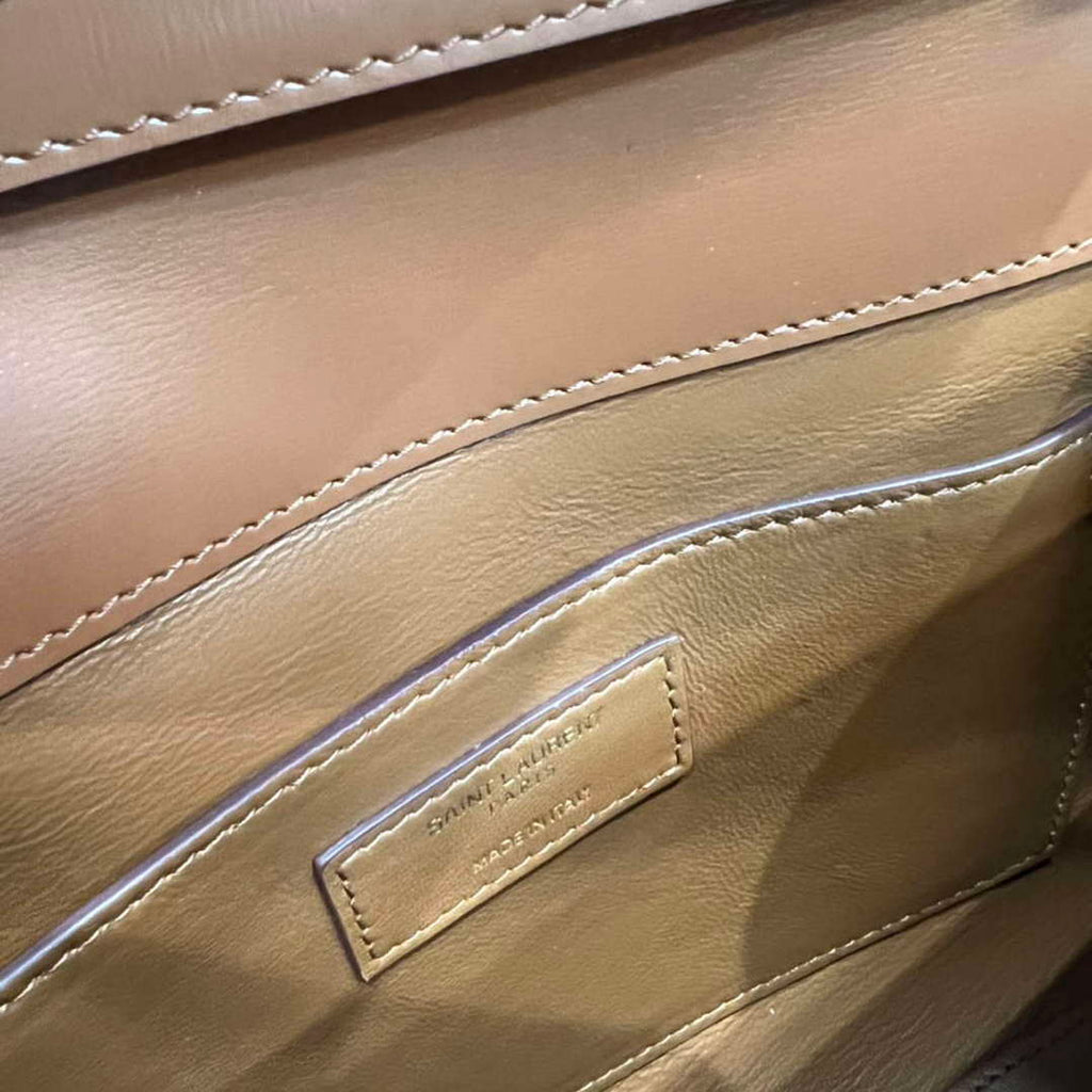 YSL 675626 Manhattan Small Shoulder Bag In Box Saint Laurent Leather Caramel