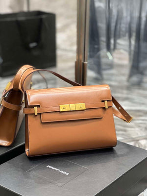 YSL 675626 Manhattan Small Shoulder Bag In Box Saint Laurent Leather Caramel - Default Title - View 2