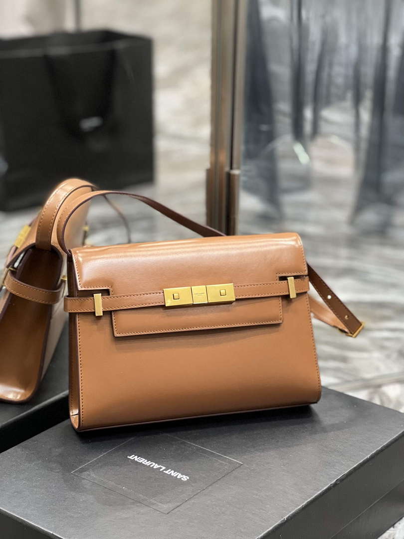YSL 675626 Manhattan Small Shoulder Bag In Box Saint Laurent Leather Caramel - Default Title - View 2