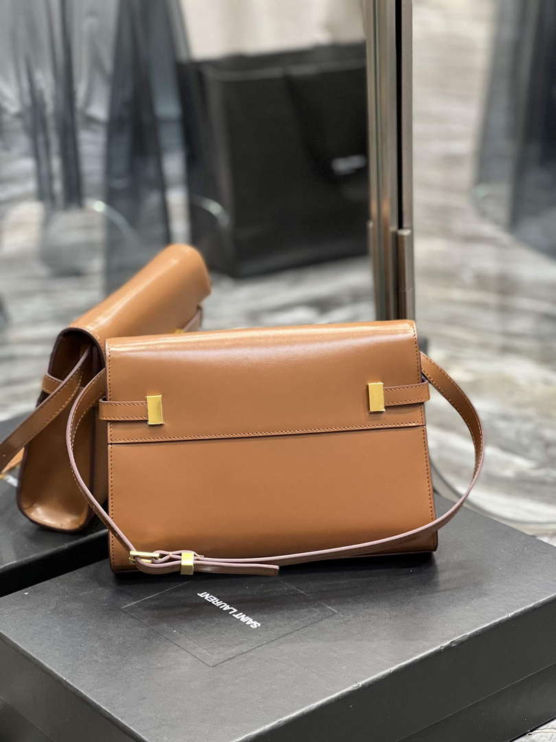 YSL 675626 Manhattan Small Shoulder Bag In Box Saint Laurent Leather Caramel - Default Title - View 5