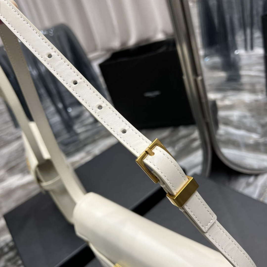 YSL 675626 Manhattan Small Shoulder Bag In Box Saint Laurent Leather White