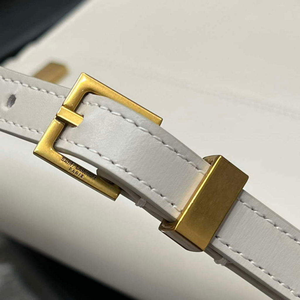 YSL 675626 Manhattan Small Shoulder Bag In Box Saint Laurent Leather White