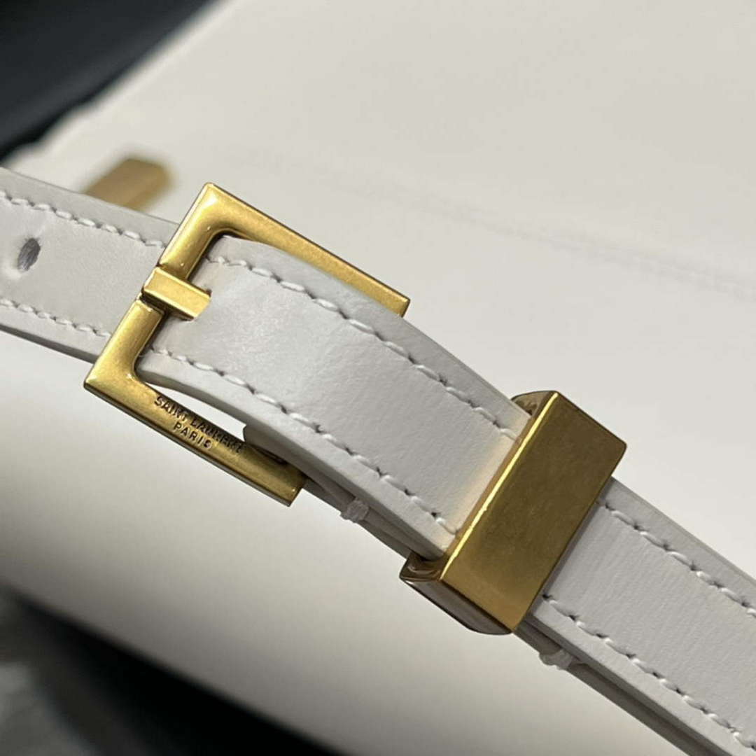 YSL 675626 Manhattan Small Shoulder Bag In Box Saint Laurent Leather White