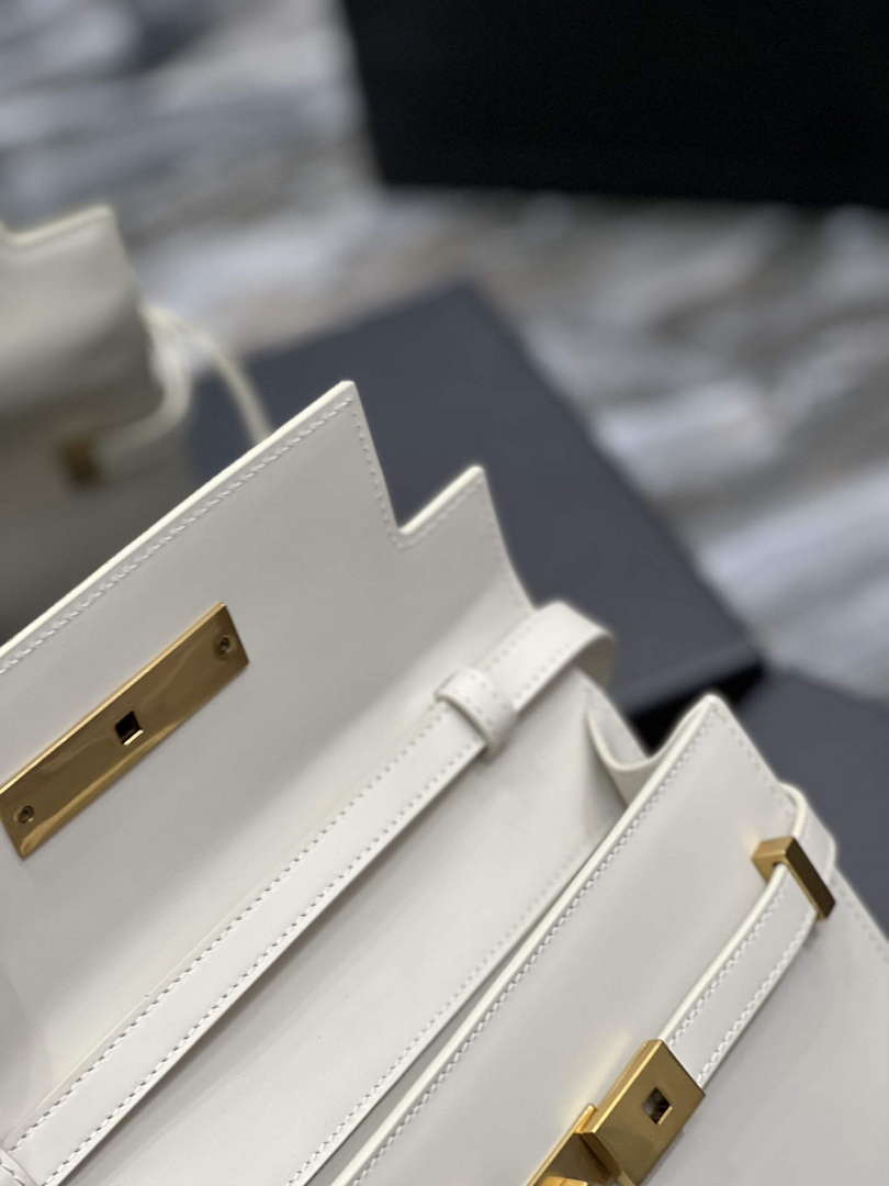 YSL 675626 Manhattan Small Shoulder Bag In Box Saint Laurent Leather White - Default Title - View 13