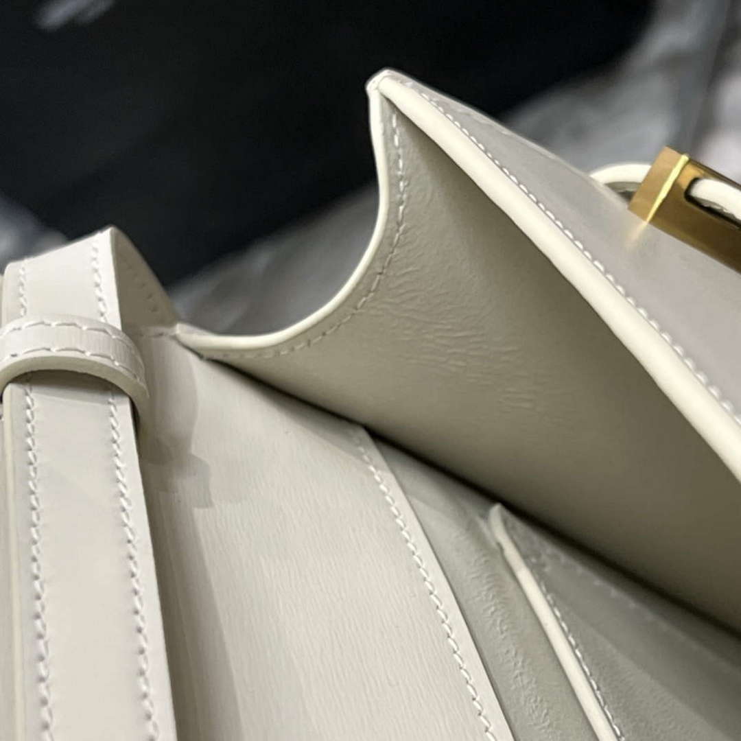 YSL 675626 Manhattan Small Shoulder Bag In Box Saint Laurent Leather White